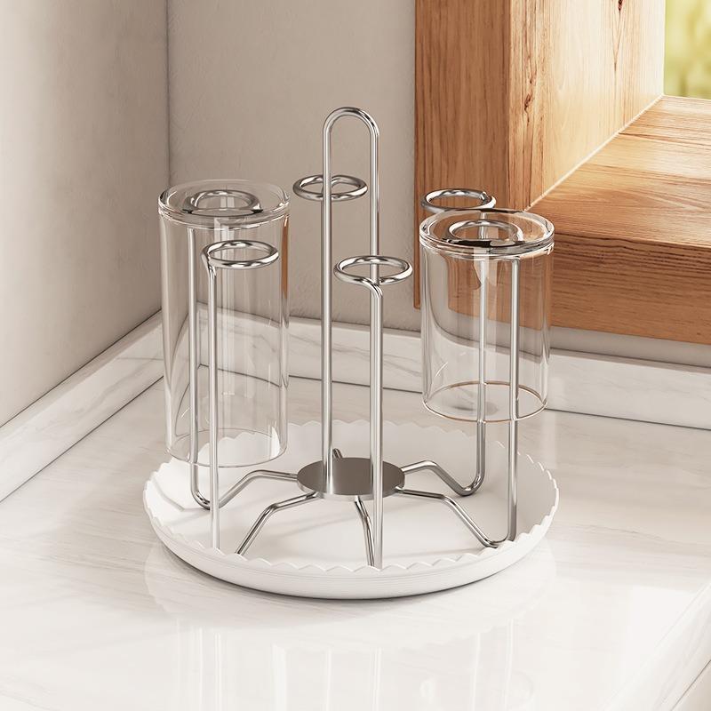 304 Stainless Steel Cup Holder Countertop Drain Rack Tea Cup Storage Drying Stand