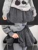 Women's Autumn/Winter Diamond Quilted Cotton Lantern Pants with Fluffy Skirt Overlayer and Hip-Hugging, Wide-Leg Design