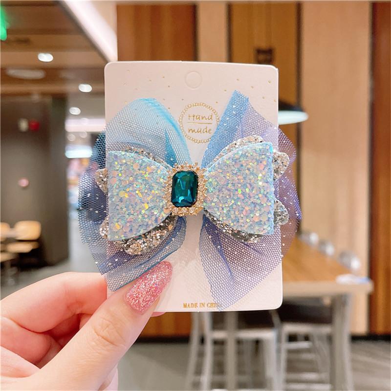 Korean Version of Children's Mesh Bow Hairpin Hair Accessories Cute Princess Diamond-studded Snowflake Headdress