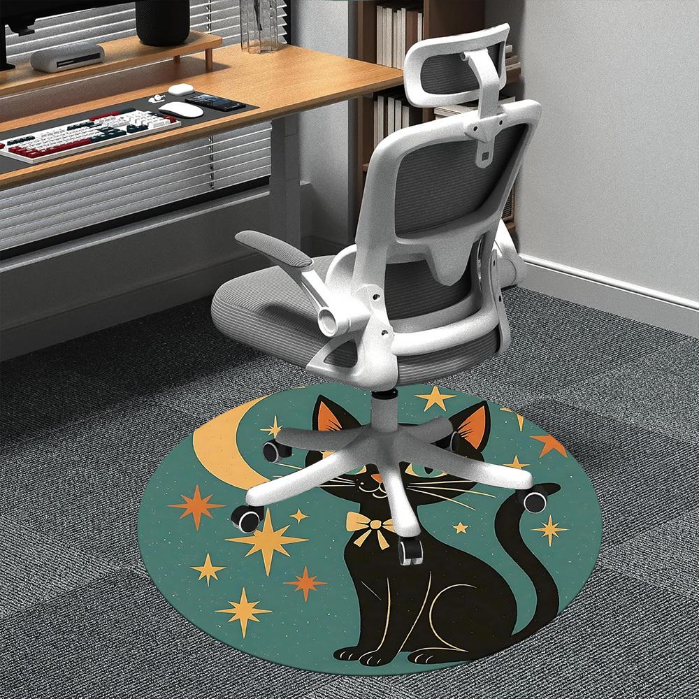 1PC Moon Stars Office Round Area Rug,  Mat Suitable ForOffice, Under Office Chairs Bedroom Living Room Home Decor, Room Deco