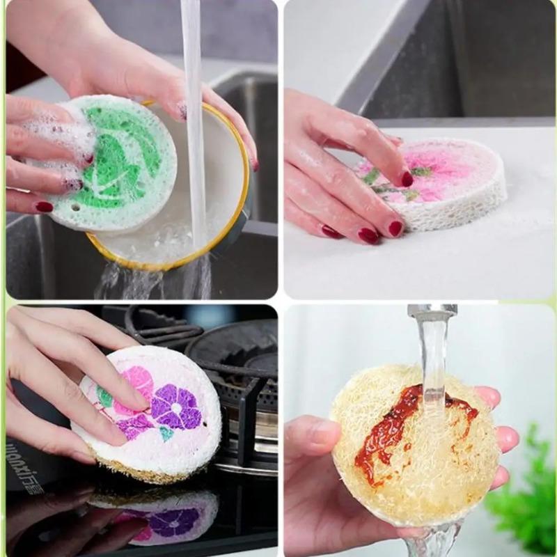 Super Absorbent 100% Natural Wood Pulp Sponges, Scouring Pad for kitchen,Eco-Friendly Reusable Scrubbers