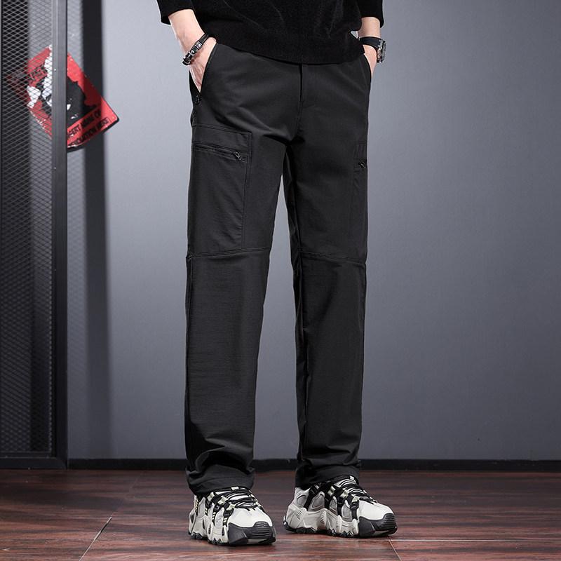 Waterproof Elastic Charging Casual Pants Men's Spring New Straight Hiking Pants Outdoor Three-proof Pants Men