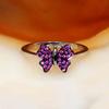 S925 Silber Mikropavé roter Korund Schmetterling Tier Ring Schmuck
