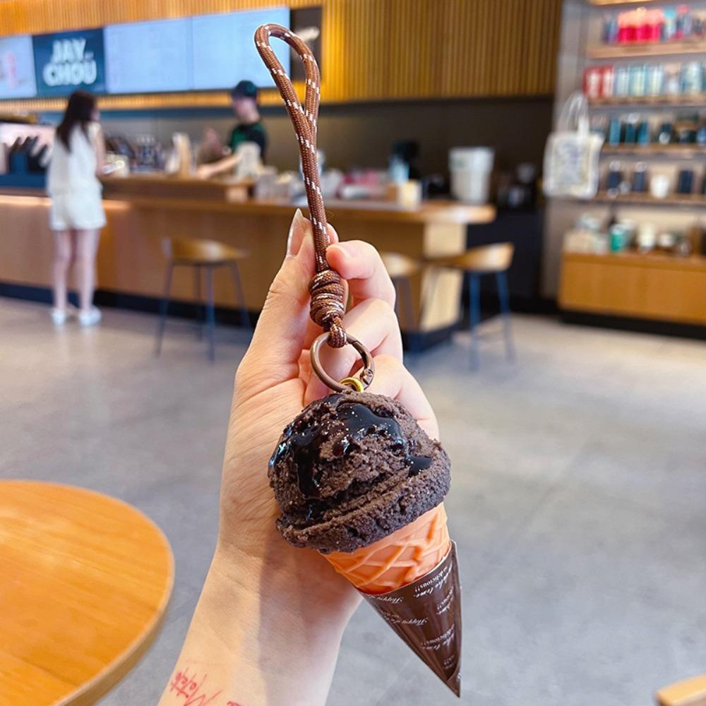 Cute Ice Cream Key Rings Simulation Car Decoration Pendant Cartoon Ice Cream Keychain Party Gifts