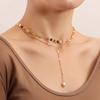 Fashion Trend Design Metal Accessories Women, Double Round Sequin Pearl Tassel Necklace