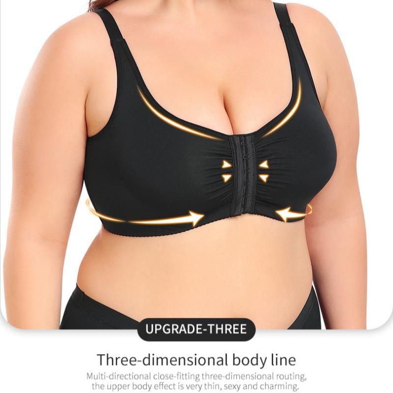 European and American Front-buttoned Beautiful Back Large Size No-rim Vest Adjustable Running Underwear Side Breast Shaping Bra