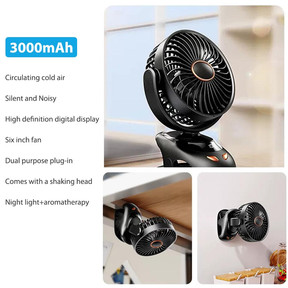 

3000mAH Battery Operated Fan 5-Speed with Clip Tent Camping Fan Adjustable Small Desk Desktop Table Fan for Bedroom Table Office
