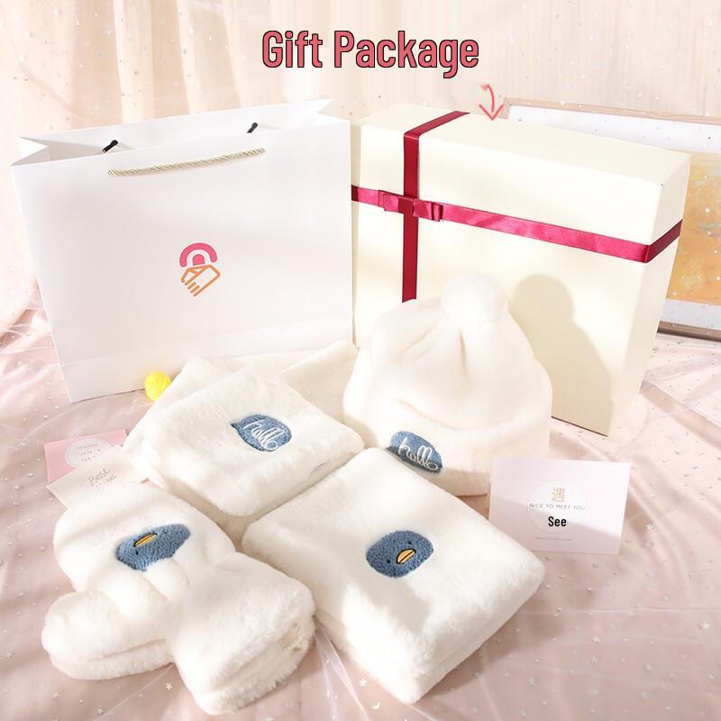 Women's Cute Winter Hat, Scarf & Gloves Gift Set