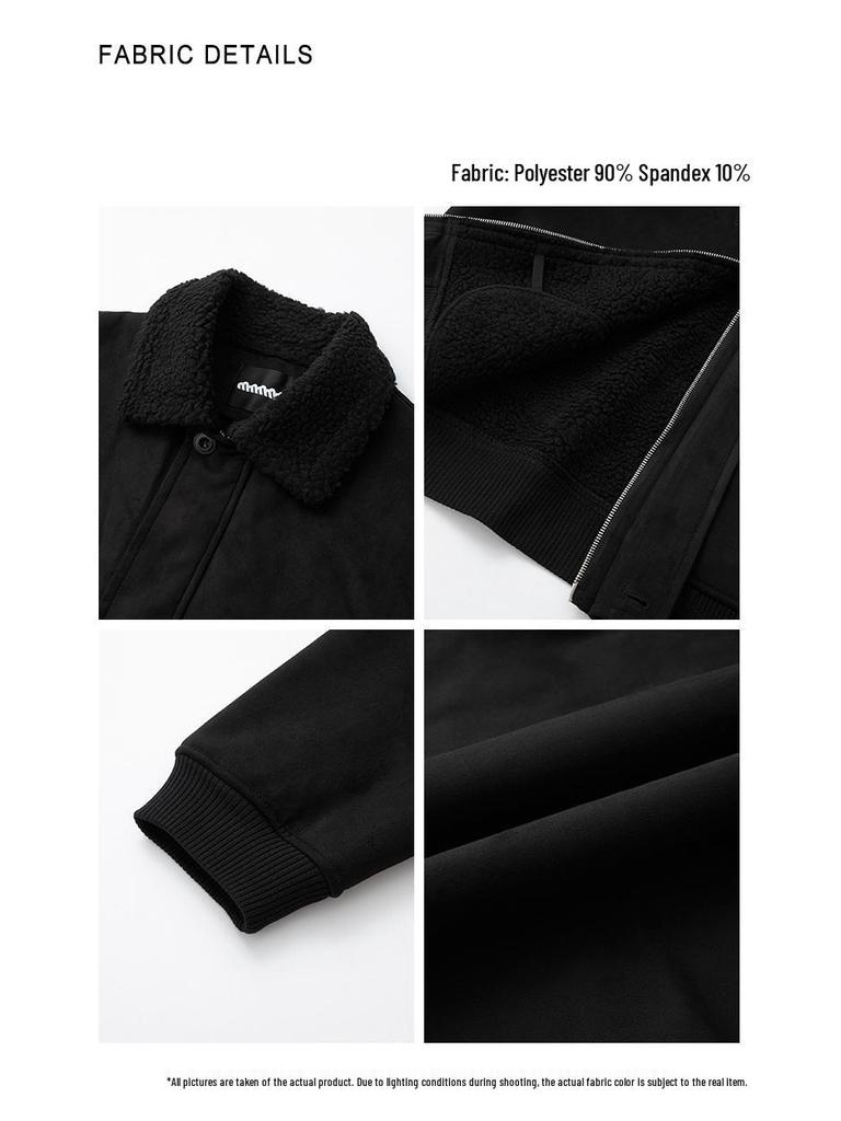 Men's Winter Lambswool Lapel Jacket – Warm, Thick, and Loose Korean Style Cotton Coat