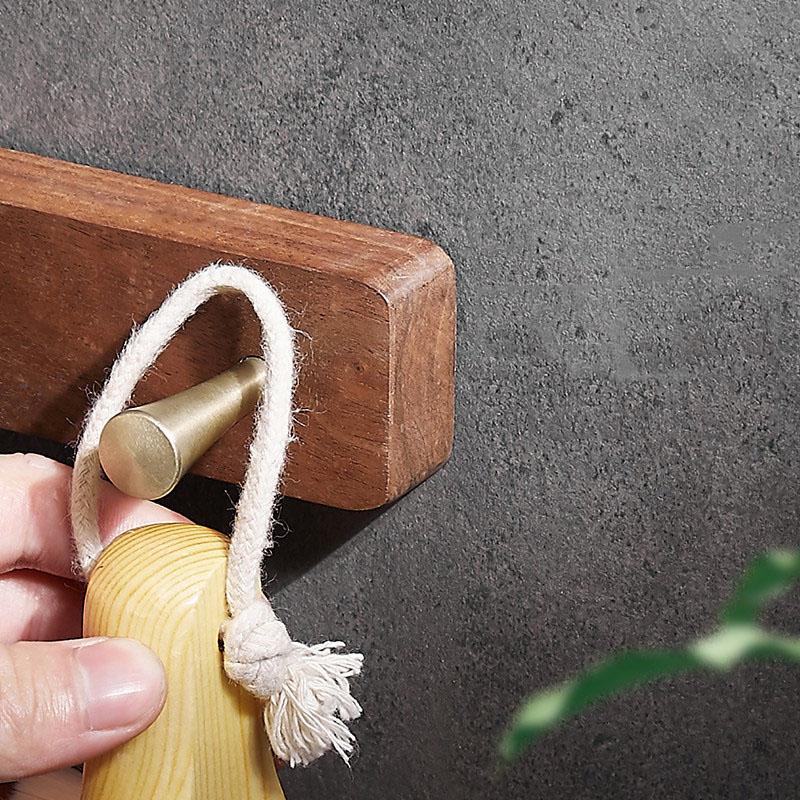 Solid Wood Bathroom Towel Bar Brushed Gold Towel Rack Wall Hanging Coat Hook Bathroom Storage Rack 30cm-45cm Towel Rod