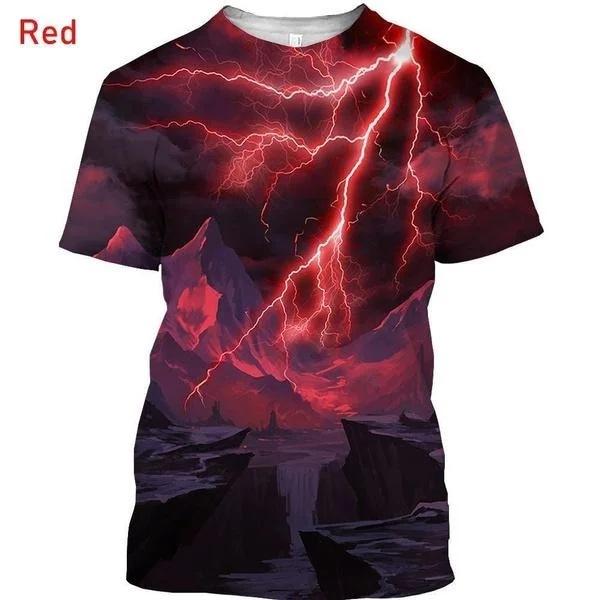 Summer Round Neck 3D Lightning Printed Top Fashionable Casual Short Sleeved Children's Boy T-shirts