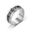 Anello per coppia rotante in acciaio titanio con mantra di sei caratteri anello da uomo in acciaio inossidabile dominante retro anello per meridiano cardiaco antistress