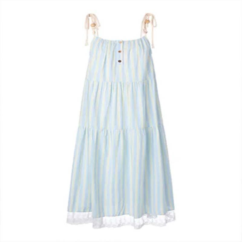 Duanmu purple and blue striped design suspender dress female student 2026 summer new seaside vacation dress