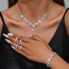 Shining Rhinestone Necklace Earrings Bracelet Jewelry Set for Women Wedding Bridal Crystal Choker Banquet Accessories