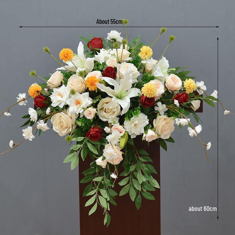 Luxury Business Podium Stand with Artificial Flower Decoration: Perfect for Speeches or Kindergarten Events