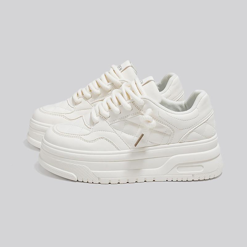 Height-increasing Thick Baseplate Shoes Women's Low-top Shoes Simple and Versatile Casual and Lightweight Bread Shoes White Shoes 2