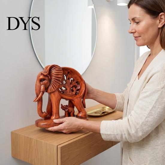 Dekorative Mutter-Kind-Elefanten-Hohlkehlgravur und Baby-Statue, Harzfigurine, Gute Tischplatten-Akzente für Eingangsbereich Glücksskulptur Heimregal