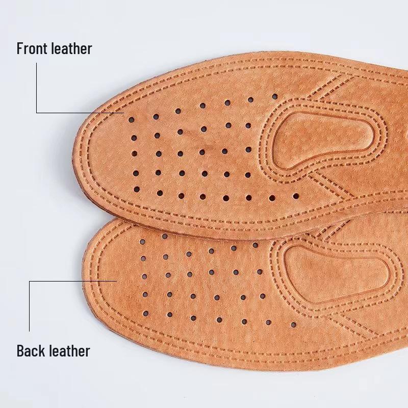 Genuine Leather Breathable Insoles for Men and Women - Sweat-Absorbent, Thickened Cowhide, Pigskin for Sports - Comfortable Summer Shoe Inserts