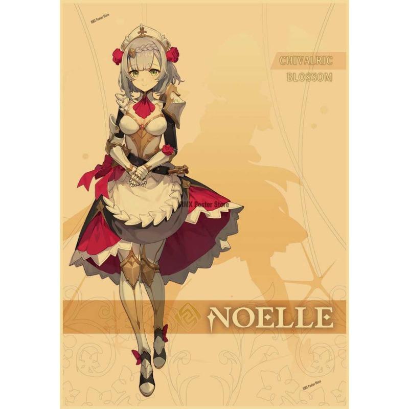 Genshin Impact Cartoon Character Posters Kraft Paper Prints Home Room Decor Study Bedroom Bar Cafe Wall Paintings Wall Stickers