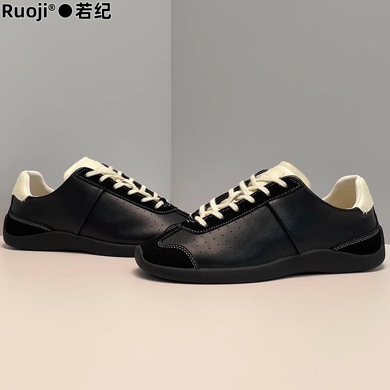 Ruoji leather ballet training shoes 2025 spring new black retro sports and leisure board shoes versatile Forrest Gump shoes