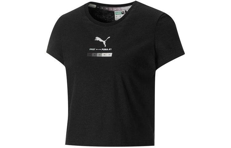 PUMA Crop Tops Women s Black Crew Neck Moderate 530392-01 M