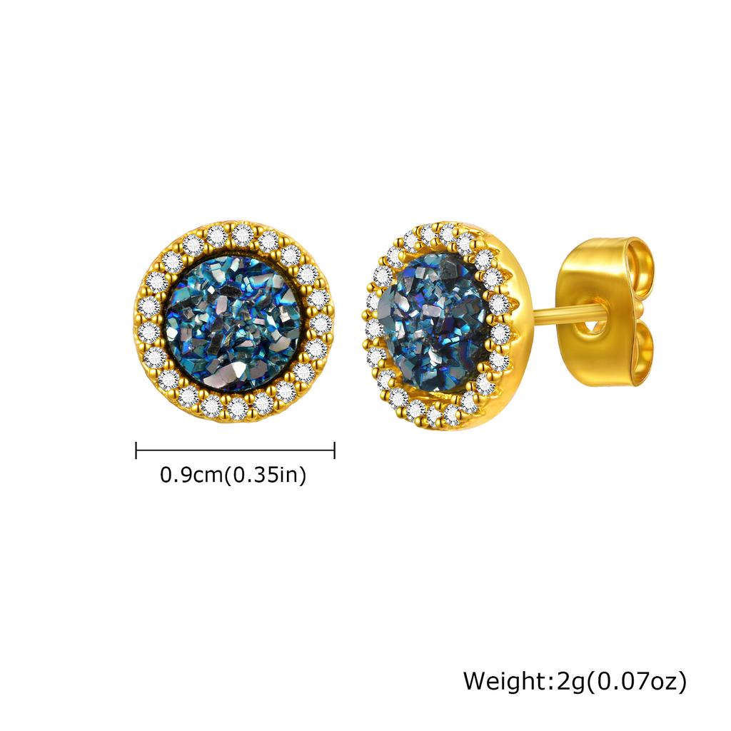 Orecchini a Bottone Piccoli in Zircone di Cristallo di Alta Qualità per Uomo Metallo Placcato Oro Orecchini da Piercing Rotondi Gioielli Moda Punk