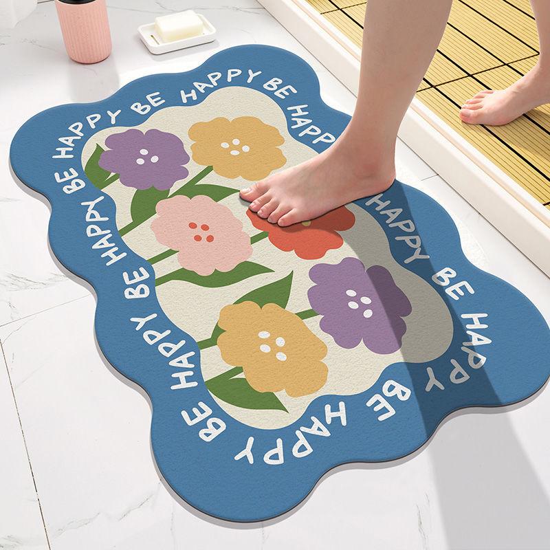 Absorbent Mat for Bathroom Door Non-slip Mat for Bathroom Floor Mat for Bedroom Carpet for Household Bathroom Mat for Bathroom Door Mat