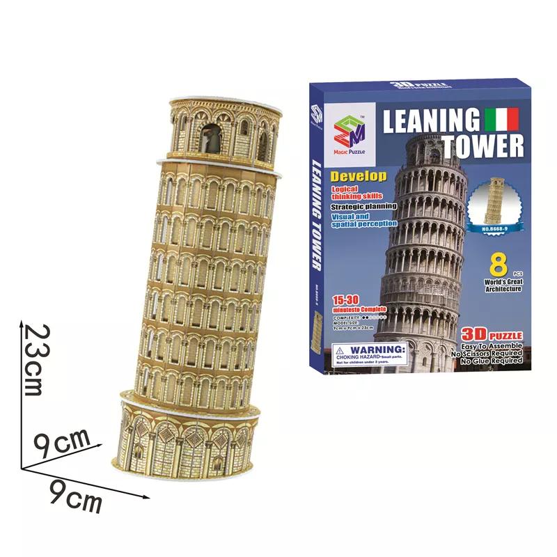 3D Jigsaw Puzzle Toys Italy Pisa Leaning Tower Building Toys World Architecture 3D Space Model 3D Puzzle for Kids and Adult