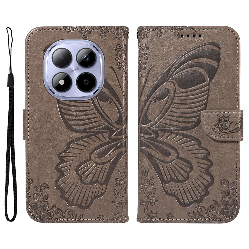 For Xiaomi Redmi Note 15 Pro 5G (Global) Case Butterfly Pattern PU Leather Folio Flip Phone Cover -  Blue