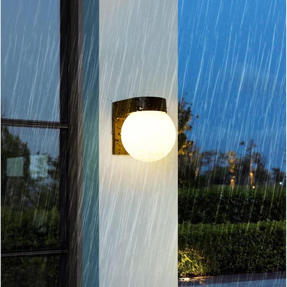 1pcs Black Finish Garden Lamp Round Globe Exterior Wall Light Creative Outdoor Wall Sconce Outdoor