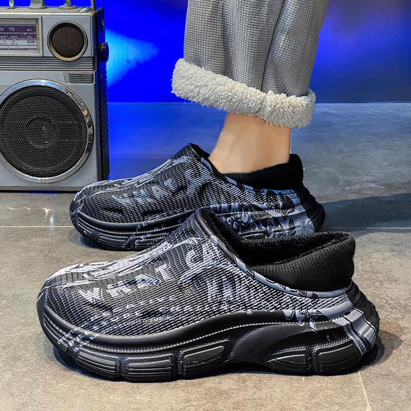 Modische Winterhausschuhe für Herren Warme Plüsch EVA Weichsohlige Plateau-Pantoletten Hausschuhe Indoor Netz-Hausschuhe Outdoor Laufschuhe Sandalen