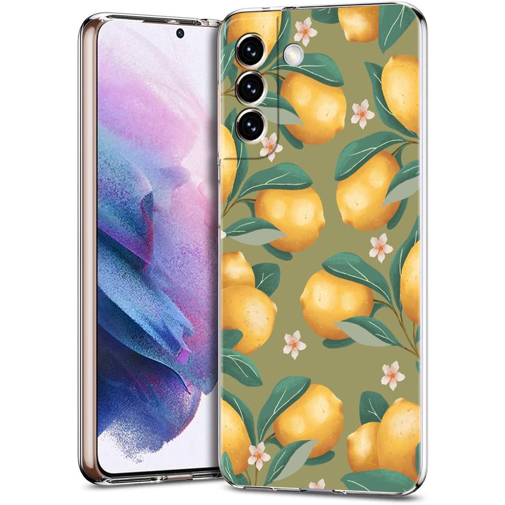 Mediterranean Lemon Case for Samsung Galaxy S24 S23 S22 S20 S21 FE Ultra S24 S23 S10 S10E S9 S8 Plus 5G Transparent Phone Shell
