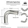 304 Stainless Steel 90° Welded Elbow Hose Fitting - Sizes 6, 8, 10, 12