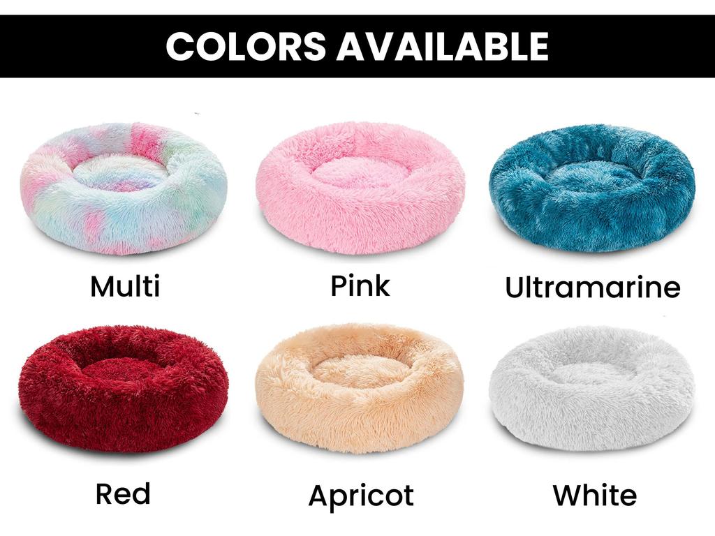 Fluffy Dog Bed Puppy Donut Mat for Cat Indoor Cats Anti-Slip Machine Washable Small Medium Multiple Sizes Colors Calming Pet Bed
