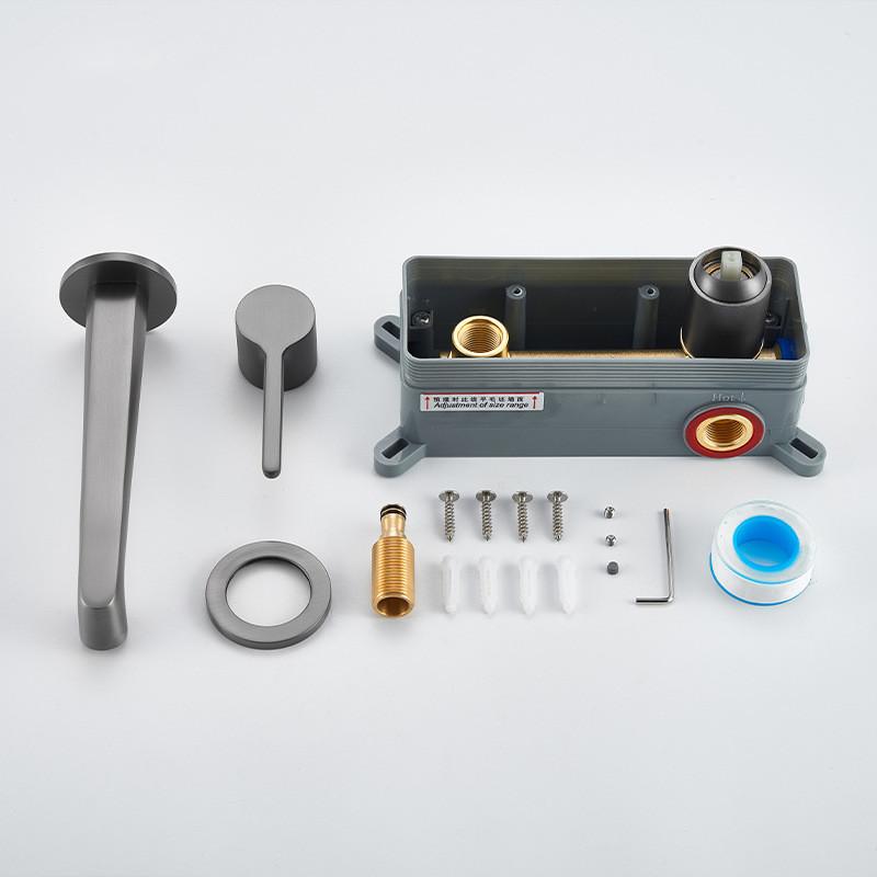 Tuqiu Gray Bathroom Basin Faucet Brass Black Sink Faucet Chrome Sink Faucets Wall Mounted Hot And Cold Water Faucet Tap