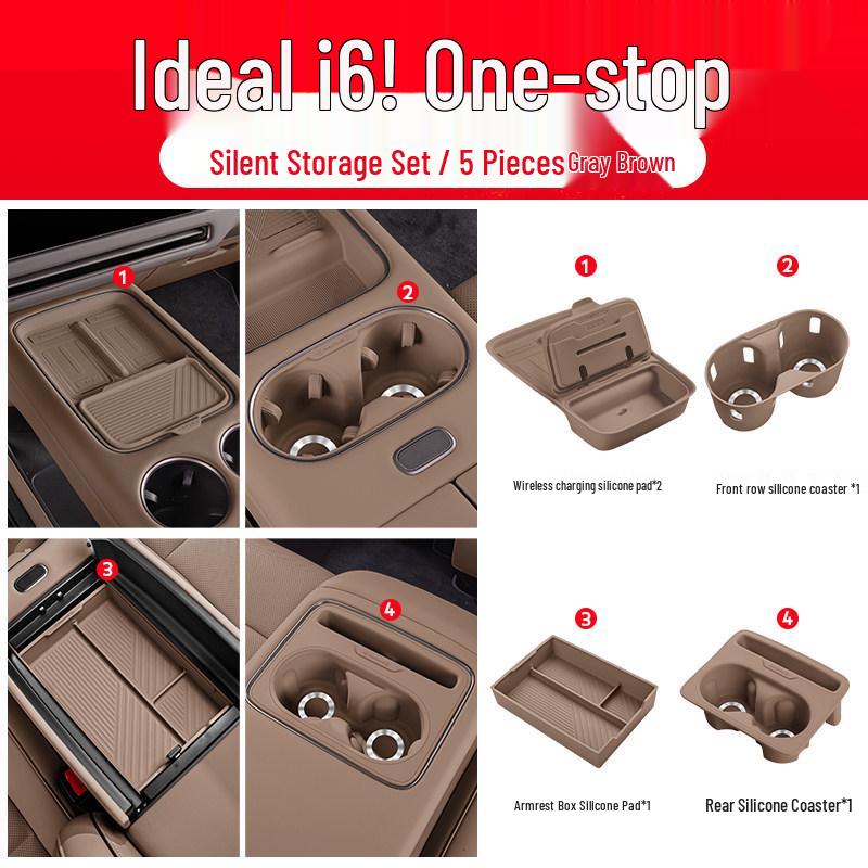 Ideal i6i8 Armrest Console Storage Box - Car Interior Silicone Organizer