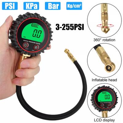 Digital Display Tire Air Pressure Inflator Gauges LED Backlight Vehicle Tester Inflation Monitoring Manometros With Hose