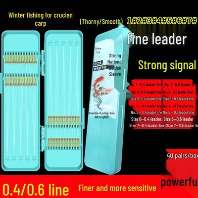 40-Piece Winter Fishing Set: Thin Leader Line with Double Hooks, Gold Sleeve, Barbed & Unbarbed for Crucian Carp