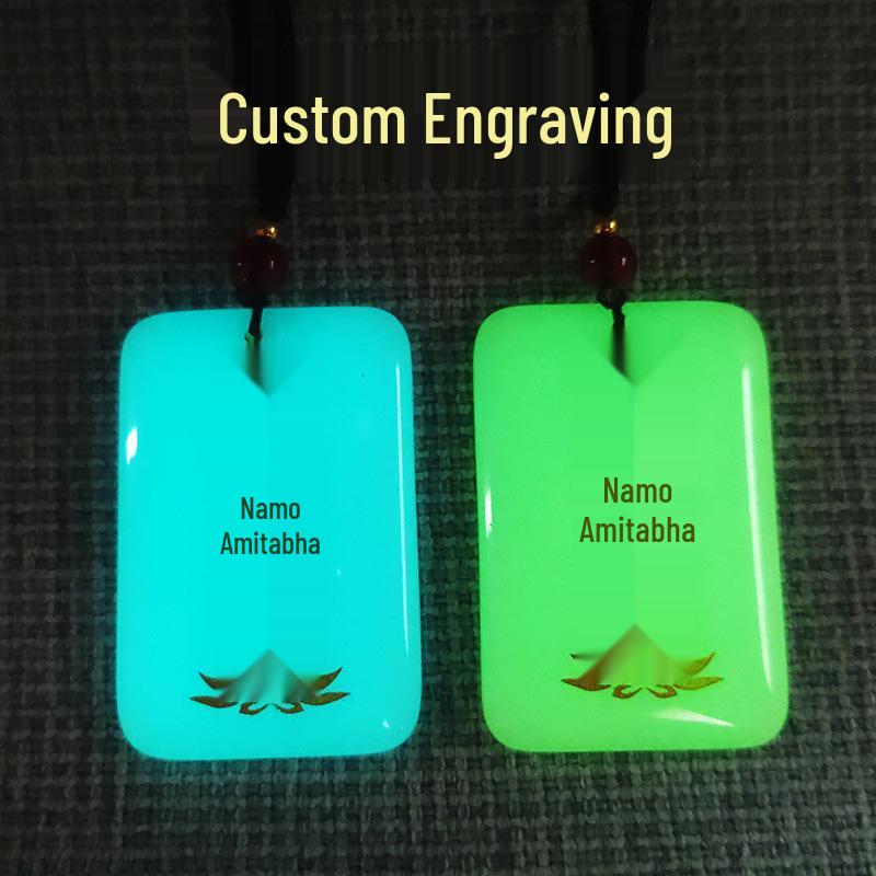 Custom Engraved Luminous Guanyin & Buddha Pendant Necklace