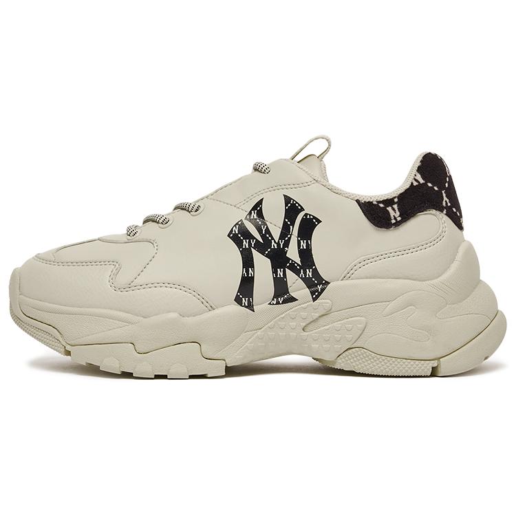 

New MLB Big Ball Chunky Sneakers Unisex Low top Beige/Black 3ASHCM11N-50BKS 41