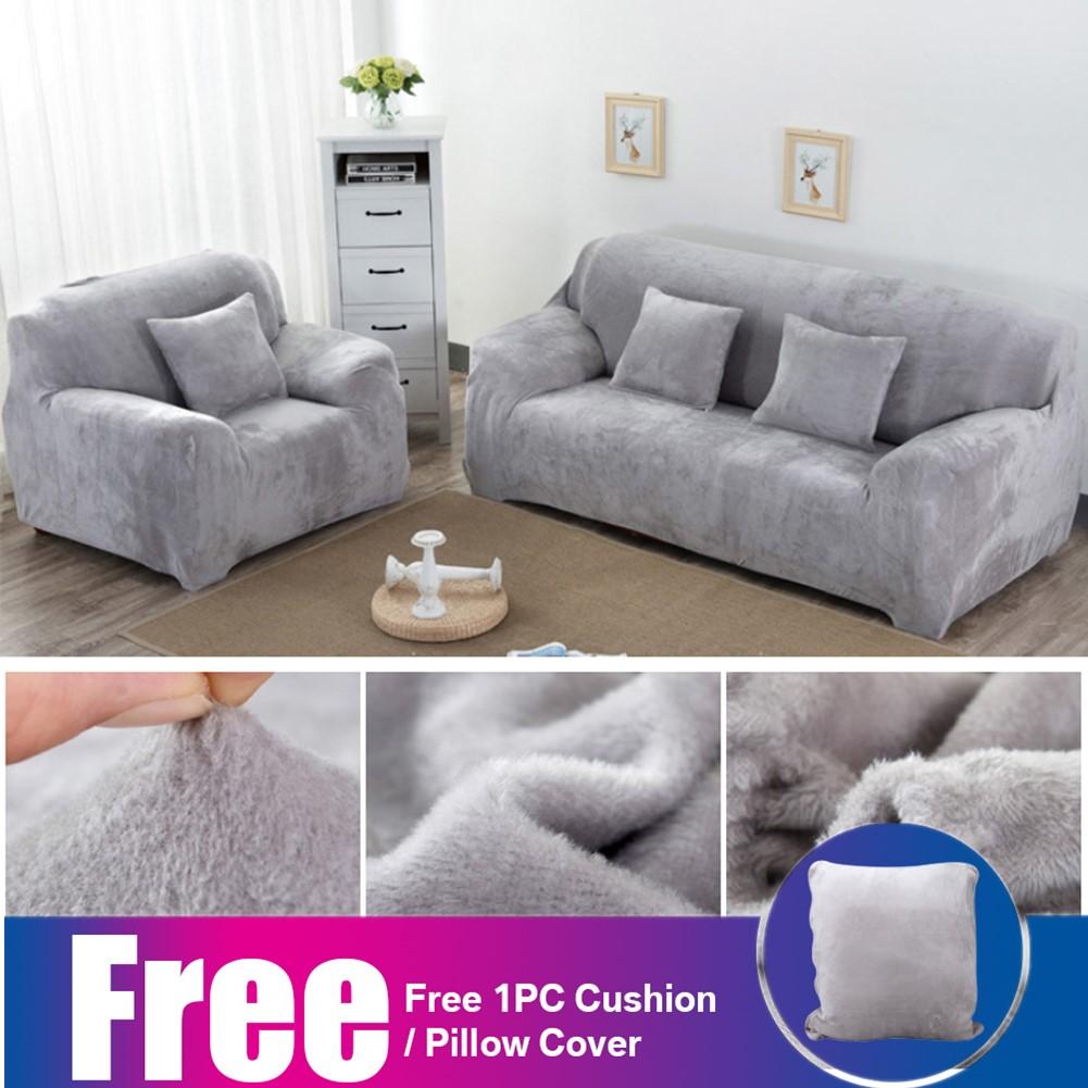 Stretch Velvet Sofa Covers for Living Room 1/2/3/4 Seat All-inclusive Plush Couch Covers Elastic Case Couch Sofa Slipcover Towel