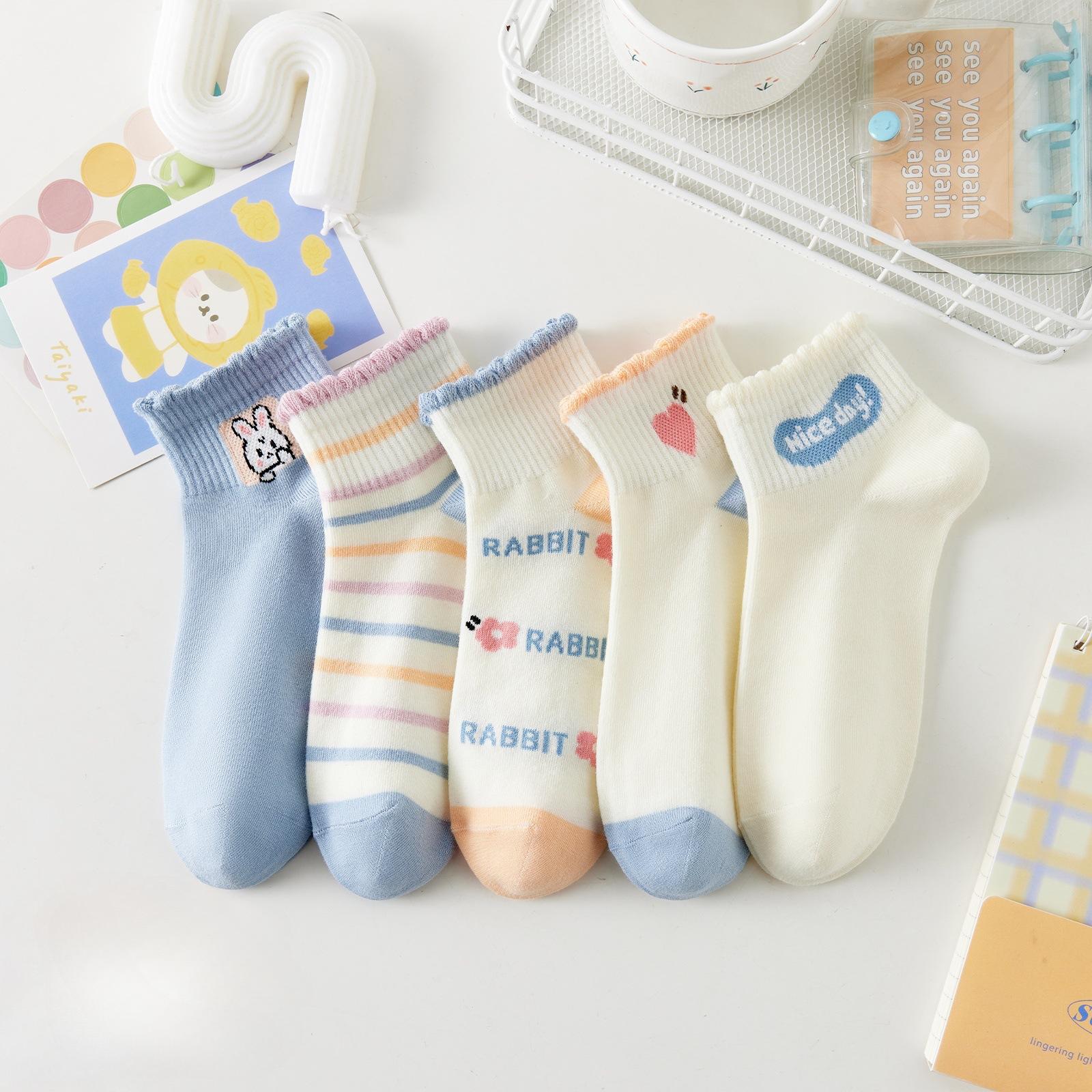 

5 пар коротких носков. Милые женские чулки. Мягкие, дышащие и удобные носки. 5 pairs