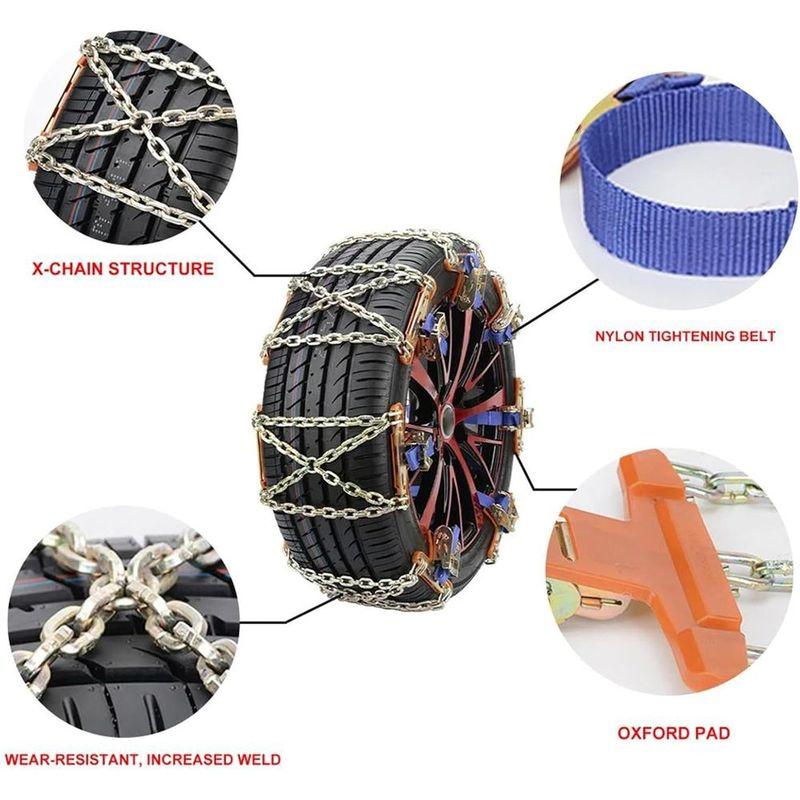 Snow Chains Car Tire Snow Chain for Winter 6 PCS Manganese Steel Auto Anti-Skid Chains Ice Mud Tires Chain Adjustable Auto Wheel