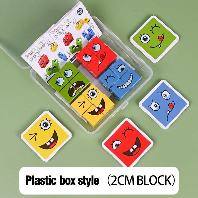 Wooden Face Changing Cube Toys Building Blocks for Cartoon Puzzle Jigsaw Kids Toy Educational Board Game