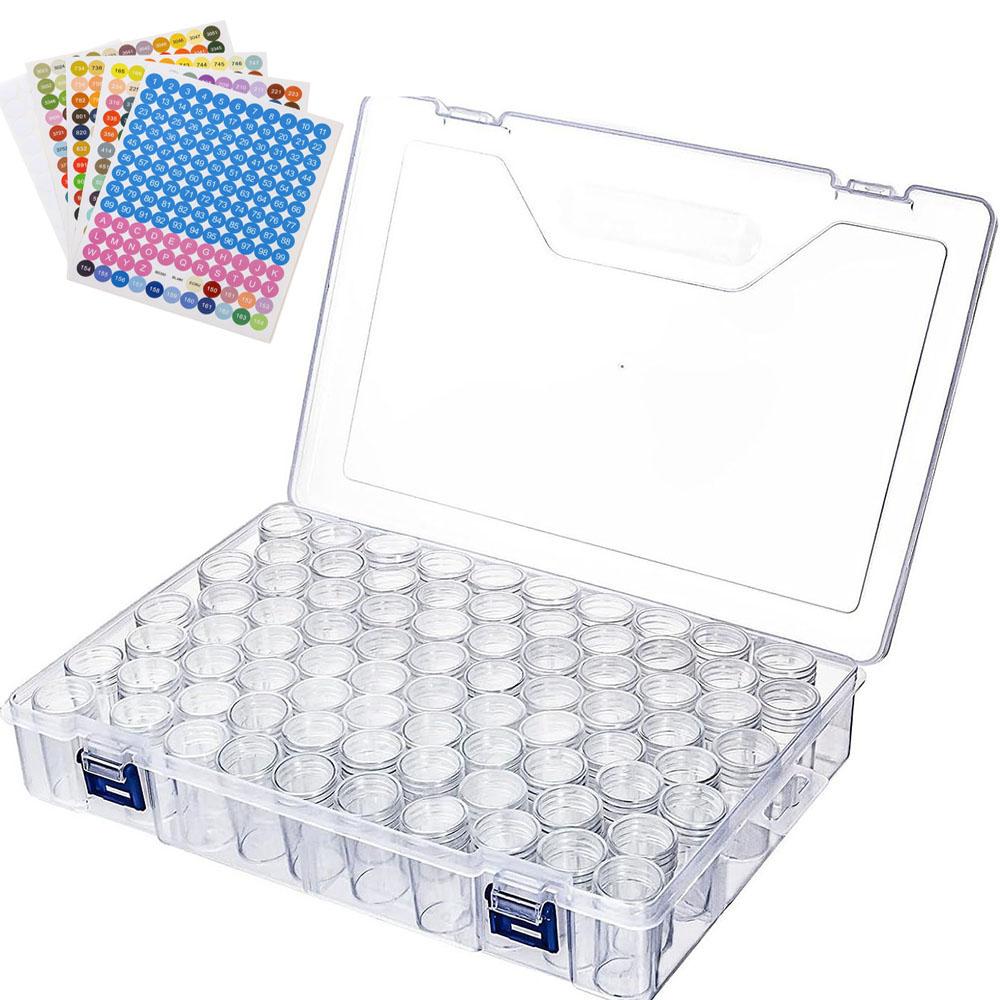 1pc 24/30/48/60/80 Slots Plastic Storage Box, DIY Diamond Painting Beads Charms Jewelry Accessories Organizer Box