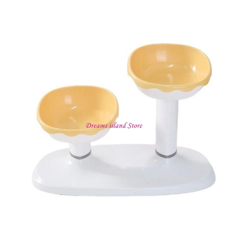

High Cats Bowl Set Inclined Pet Feeding Bowl Raise Cats Bowls for Food and Water HX6C жовтий