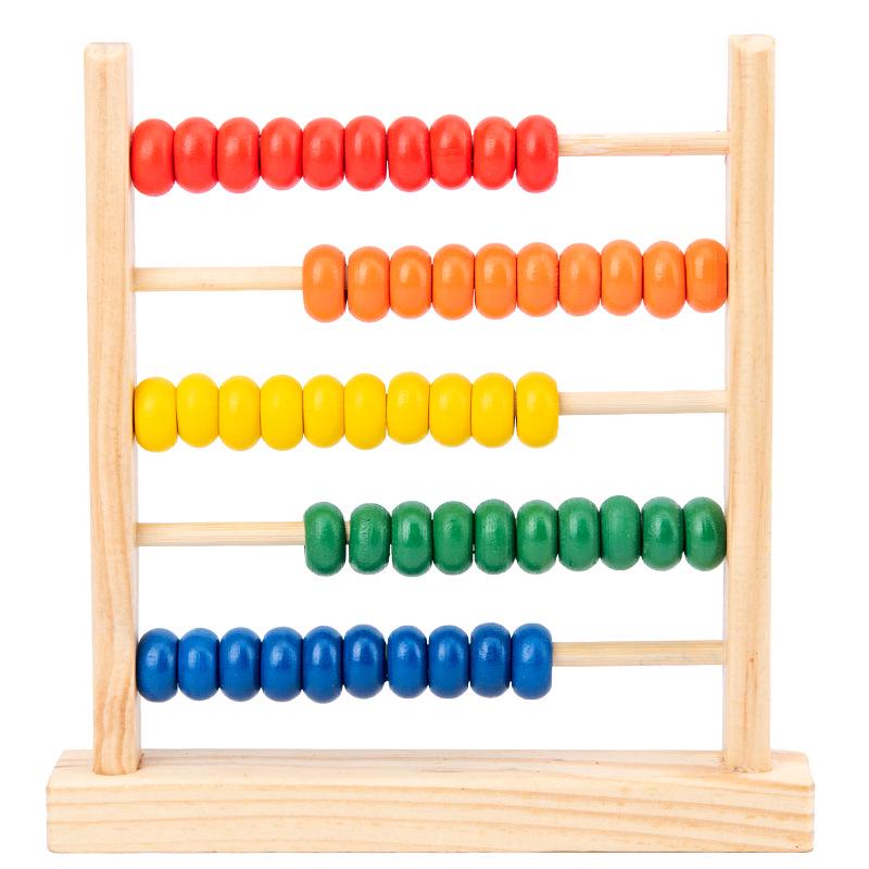 Five-Row Wooden Abacus for Children's Math and Puzzle Learning
