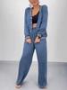 2025 Autumn/Winter European-American Patchwork Round Neck Cardigan & Wide Leg Pants Set for Women.