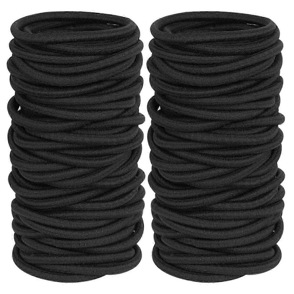 120 Black Hair Ties for Thick and Curly Hair, Strong Hold Ponytail Bands for Women and Men, 4mm Width