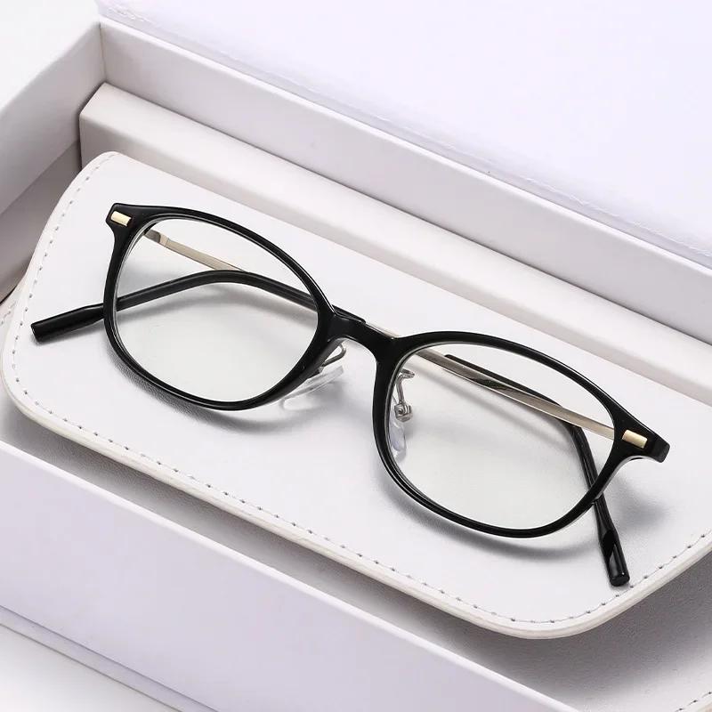 Men's and Women's Retro Round Frame Reading Glasses Fashionable Ultra-light Unisex Presbyopia HD Anti-blue Light Goggles